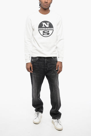 Fleeced Cotton Crew-neck Sweatshirt with Contrasting Logo