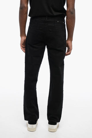 Cotton SCRATCHED CHECK Denims with Fronged Pattern 26cm