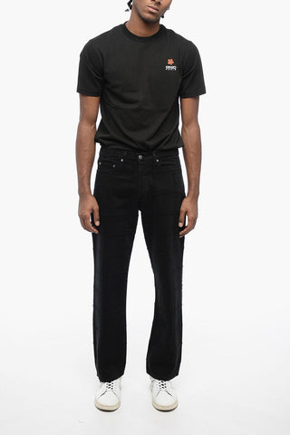 Cotton SCRATCHED CHECK Denims with Fronged Pattern 26cm