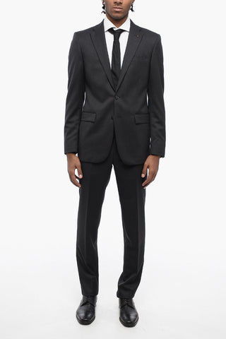 CC COLLECTION Virgin Wool Side Vents Notch Lapel 2-Button Suit