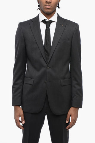 CC COLLECTION Virgin Wool Side Vents Notch Lapel 2-Button Suit
