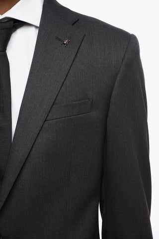 CC COLLECTION Virgin Wool Side Vents Notch Lapel 2-Button Suit