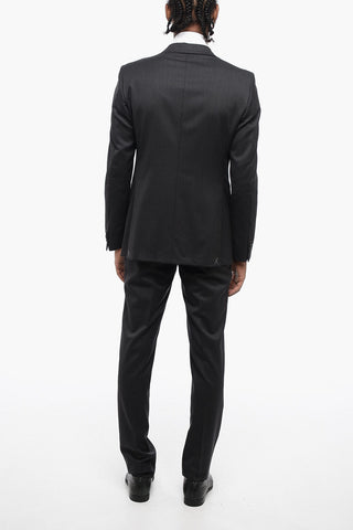 CC COLLECTION Virgin Wool Side Vents Notch Lapel 2-Button Suit