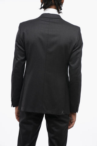 CC COLLECTION Virgin Wool Side Vents Notch Lapel 2-Button Suit