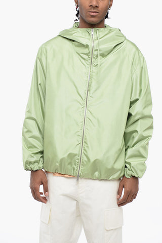 Recycled Poliester Hooded Windbreaker with Visor