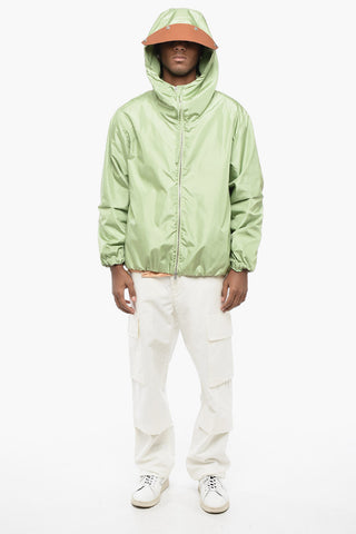 Recycled Poliester Hooded Windbreaker with Visor