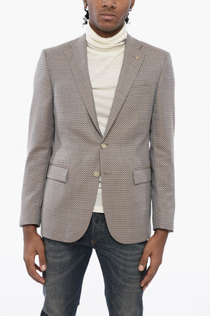 CC COLLECTION Blazer in Lana Vergine con Motivo Geometrico