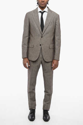 CC COLLECTION Linen Blend Side Vents Nocth Lapel RETAILORED 2-Button Suit