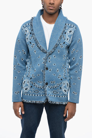 Cardigan in Jaquard Motivo Bandana con Dettaglio Frange