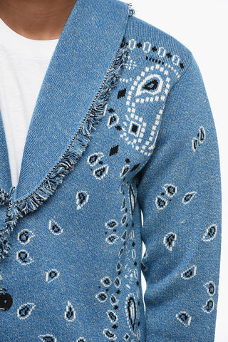 Cardigan in Jaquard Motivo Bandana con Dettaglio Frange