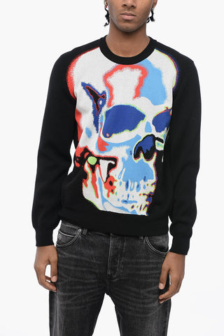 Crew Neck NEON Jacquard Fabric Sweater