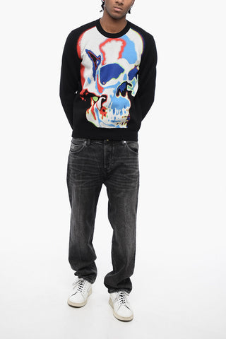 Crew Neck NEON Jacquard Fabric Sweater