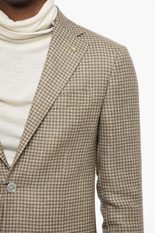 CC COLLECTION Houndstooth REFINED Flax Blend Blazer