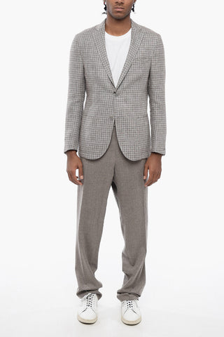 Unlined GATE Linen Blend Blazer with Gingham Motif