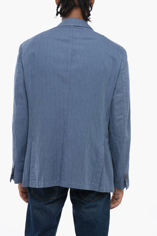 ID Blazer Sfoderto in Misto Lino Herringbone
