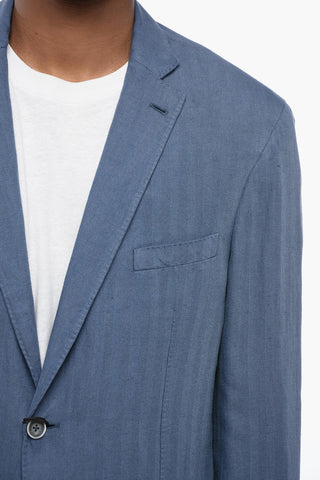 ID Blazer Sfoderto in Misto Lino Herringbone