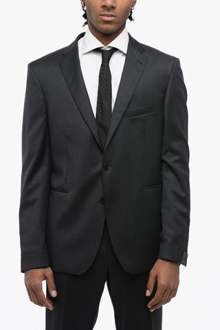 Single-breasted Virgin Wool Suit with Nocth Lapel