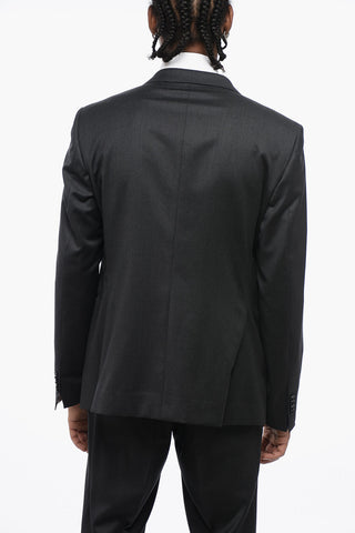 Single-breasted Virgin Wool Suit with Nocth Lapel