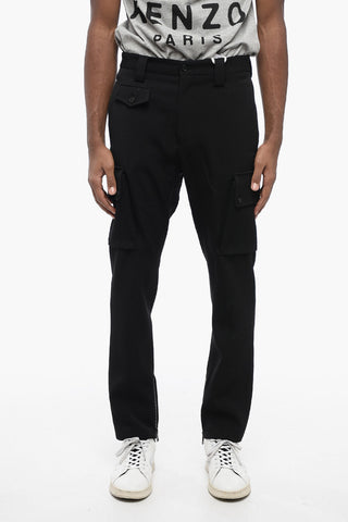 Pantaloni Cargo In Lana Con Patch