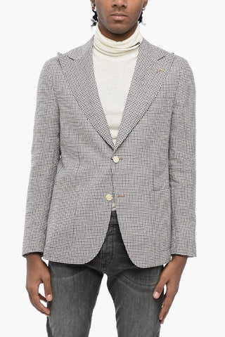 CC COLLECTION Peak Lapel REWARD Houndstooth Motif Blazer
