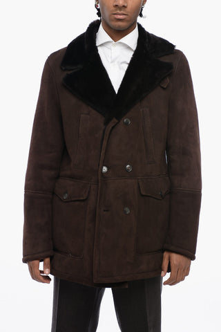 Giubbotto Shearling Doppiopetto con 4 Tasche