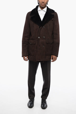 Giubbotto Shearling Doppiopetto con 4 Tasche