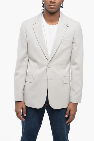 Slim Fit Wool Blazer with Flap Pockets