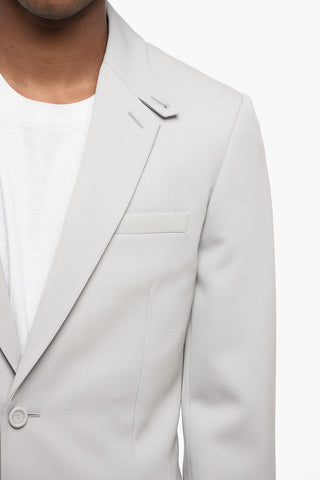 Blazer Slim Fit in Lana con Tasche ad Aletta