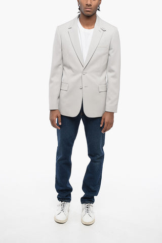 Blazer Slim Fit in Lana con Tasche ad Aletta