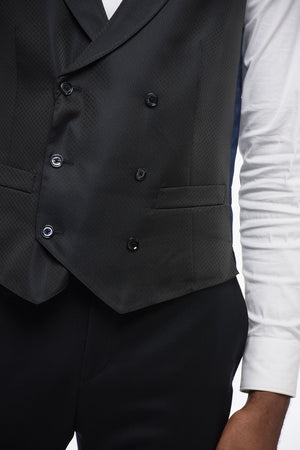 CC COLLECTION Jacquard Fabric Double-Breasted Vest