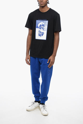 Crew Neck Cotton T-Shirt with Skull Print
