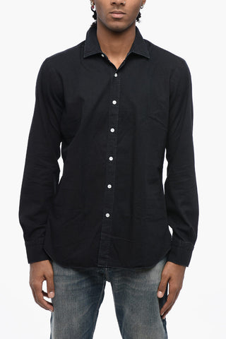 Camicia in Denim Leggero a Tinta Unita