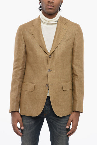 CC COLLECTION Blazer Semifoderato in Lino con Tasche ad Aletta