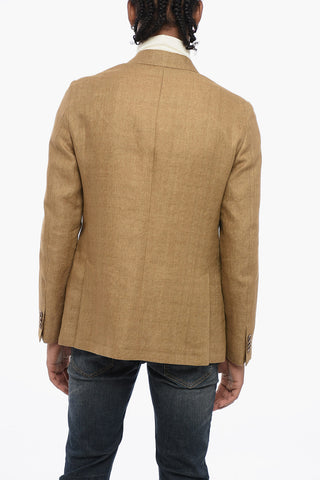 CC COLLECTION Blazer Semifoderato in Lino con Tasche ad Aletta