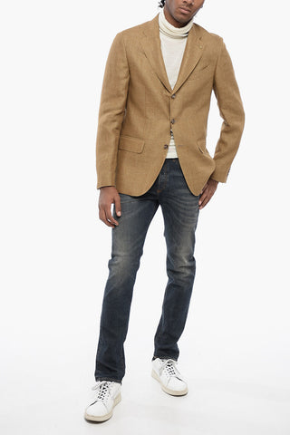 CC COLLECTION Blazer Semifoderato in Lino con Tasche ad Aletta