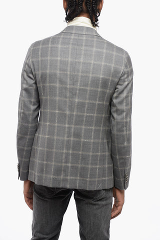 CC COLLECTION Windowpane Check Virgin Wool Blazer