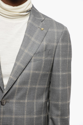 CC COLLECTION Windowpane Check Virgin Wool Blazer