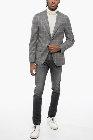 CC COLLECTION Windowpane Check Virgin Wool Blazer