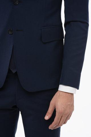 Single-breasted Wool Blend Suit with Nocth Lapel