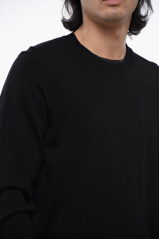 Virgin Wool Crew-neck Sweater with Contrasting Edges