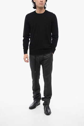 Virgin Wool Crew-neck Sweater with Contrasting Edges