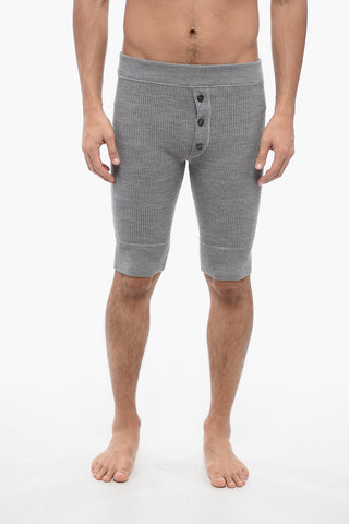 Ribbed Wool Blend Long Boxer