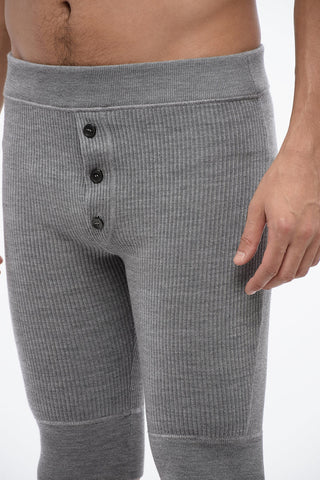 Ribbed Wool Blend Long Boxer