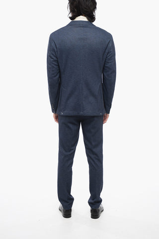 CC COLLECTION Cotton Blend Suit with Notch Lapel and Patch Pockets