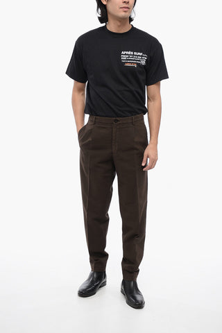 Single Pleated Tapered Fit Stretch Cotton Pants