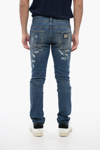 Distressed Cotton Skinny Fit Denims 15cm