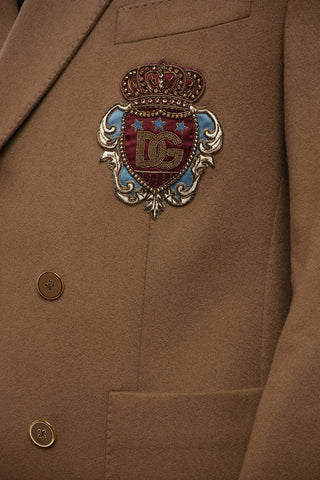 Wool Single Breasted Blazer With Coat Of Arms Embroidery