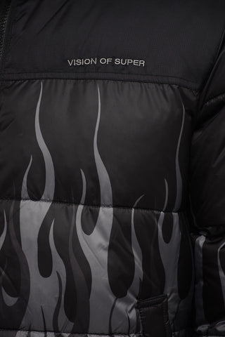 Giubbotto Imbottito Con Stampa Fiamme