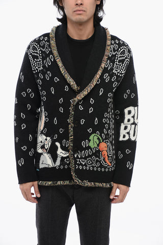 LOONEY TUNES Wool Cardigan BUNNY With Bandana Embroidery
