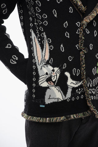 LOONEY TUNES Wool Cardigan BUNNY With Bandana Embroidery